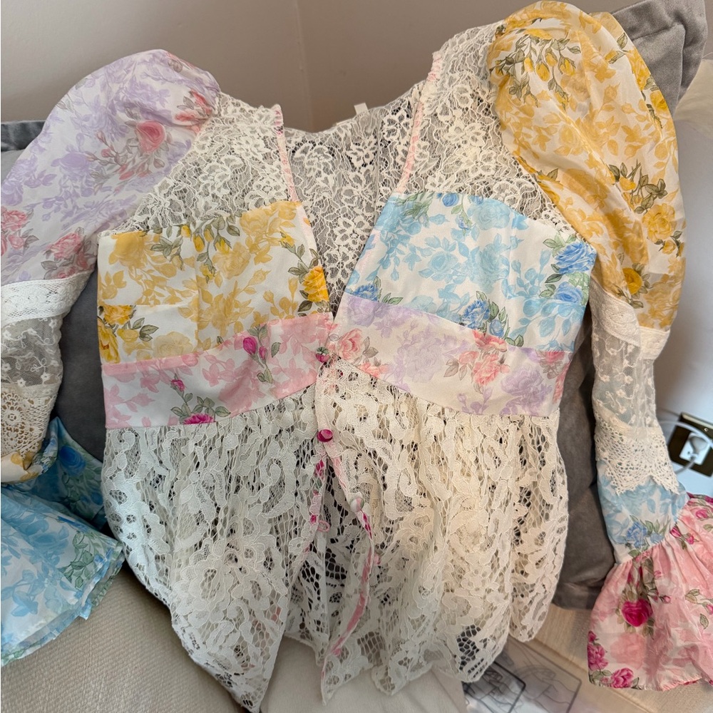 LoveShackFancy Multicolor Lace Blouse - Picture 6 of 7